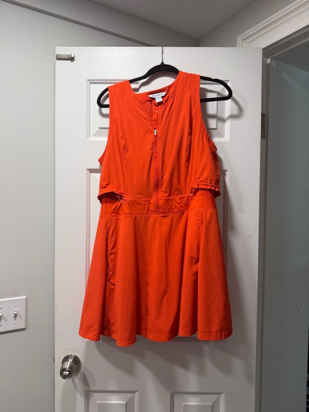 Athleta Orange Sleeveless Zip Front Fit-and-Flare Dress